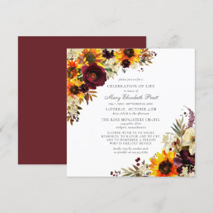 Invitación Celebración del funeral de la vida Girasol