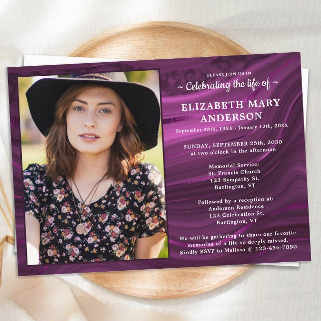 Invitación Celebración Del Funeral De Mármol Púrpura (Subido por el creador)