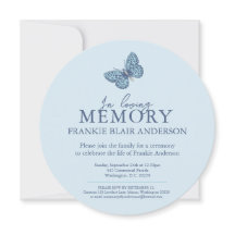 Celebración del funeral de una mariposa azul vivo