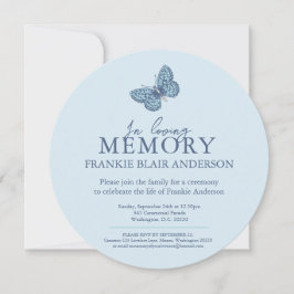 Invitación Celebración del funeral de una mariposa azul vivo