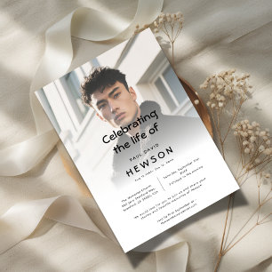 Invitación Celebración del funeral de Vellum Overlay Photo Fu