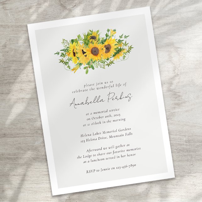 Invitación Celebración del funeral del girasol (Subido por el creador)
