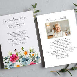 Invitación Celebración del funeral floral acuarela de la vida