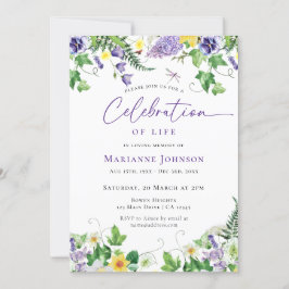 Invitación Celebración del funeral floral acuarela de la vida