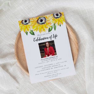 Invitación Celebración del girasol de la foto del funeral de 