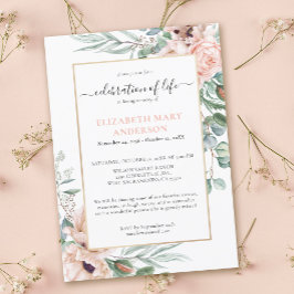 Invitación Celebración del homenaje a la vida Rubor Pink Flor