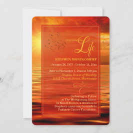 Invitación Celebración del horizonte del atardecer en el océa