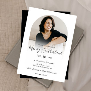 Invitación Celebración del marco fotográfico del arco blanco