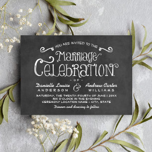 Invitación Celebración del matrimonio con guión rústico