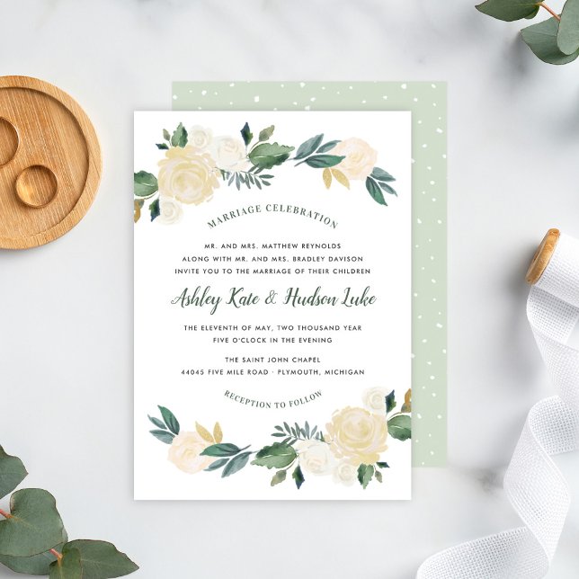 Invitación Celebración del matrimonio de la floración verde d (Subido por el creador)