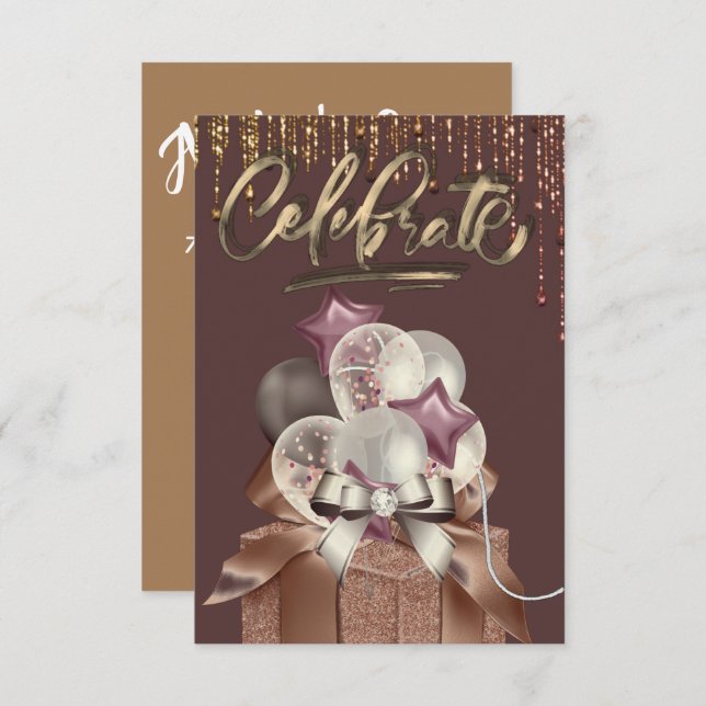 Invitación Celebración del morado y el oro (Anverso / Reverso)