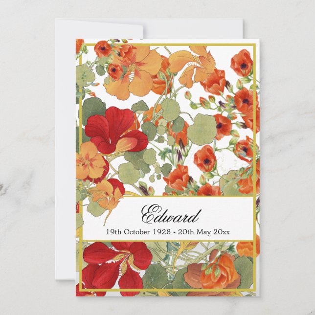 Invitación Celebración del oro floral conmemorativo del funer (Anverso)