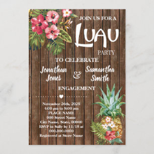 Invitación Celebración del partido de compromiso de Luau boda