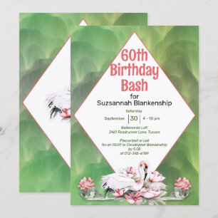 Invitación Celebración del Personalizado Flower y Flamingo Tr