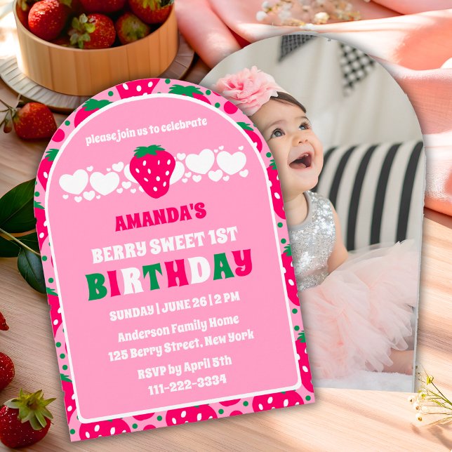 Invitación Celebración del Primer Cumpleaños de Fresa Arco de (Subido por el creador)