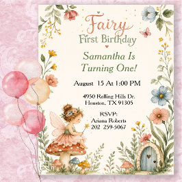 Invitación Celebración del Primer Cumpleaños de Hada en el Ja