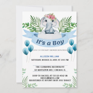 Invitación Celebración del Príncipe Corona Elefante Rey