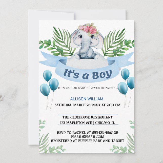 Invitación Celebración del príncipe heredero del elefante del (Anverso)