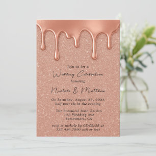 Invitación Celebración del Purpurina Rosa de Oro y Boda de Dr