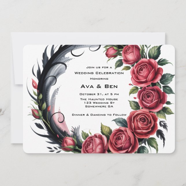 Invitación Celebración del Rosa gótico del Boda del marco (Anverso)