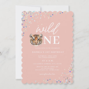 Invitación Celebración del Salvaje Uno Cumpleaños Tigre Fiest