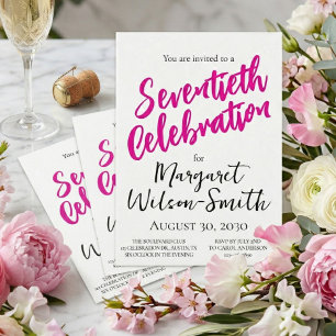 Invitación Celebración del Septuagésimo Cumpleaños Script Ros