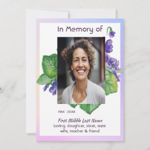 Invitación Celebración del Servicio de la Vida Acuarela Viole
