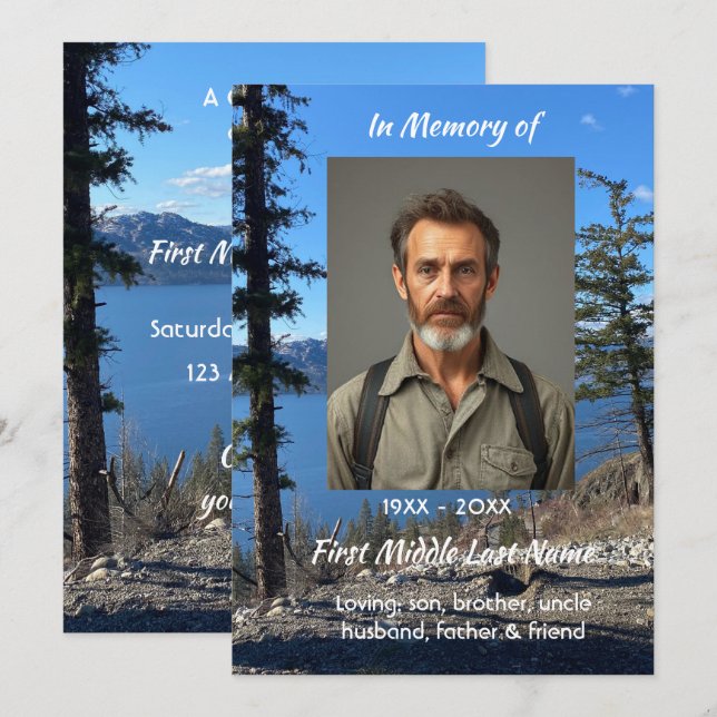 Invitación Celebración del Servicio de la Vida Lagos Bosque Á (Anverso / Reverso)