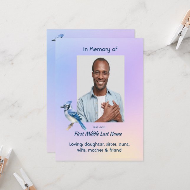 Invitación Celebración del Servicio de Vida Bluejay  (Anverso/Reverso In Situ)