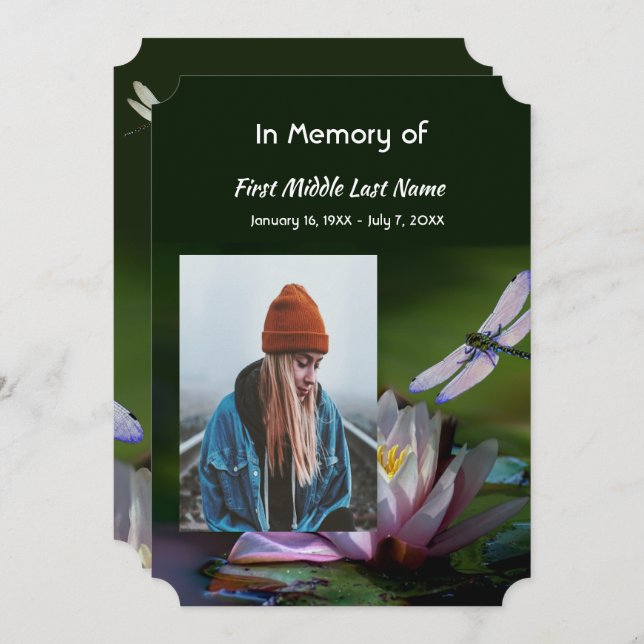 Invitación Celebración del servicio de vida Dragonfly Lotus F (Anverso / Reverso)