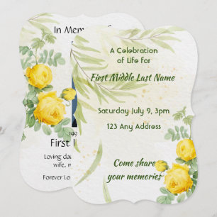 Invitación Celebración del servicio de vida Flores de rosas a