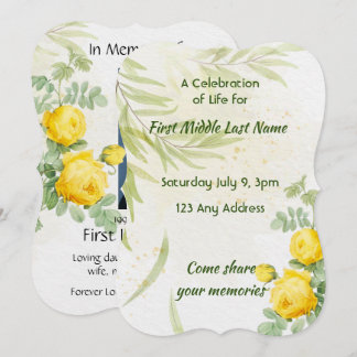 Invitación Celebración del servicio de vida Flores de rosas a