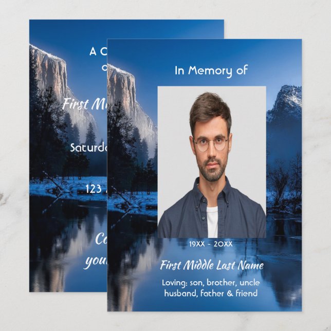 Invitación Celebración del Servicio de Vida Mountain Lake Inv (Anverso / Reverso)
