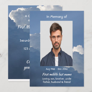 Invitación Celebración del Servicio de Vida Nubes Cielo Celes