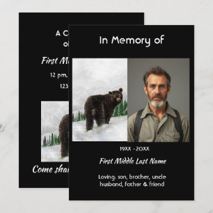 Invitación Celebración del Servicio de Vida Oso Negro Animal