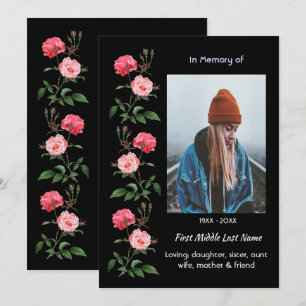 Invitación Celebración del Servicio de Vida  Rosas Jardín Flo