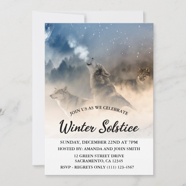 Invitación Celebración del solsticio de invierno de los lobos (Anverso)
