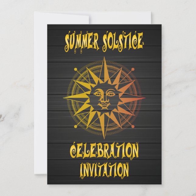 Invitación Celebración del solsticio de verano amarillo y neg (Anverso)