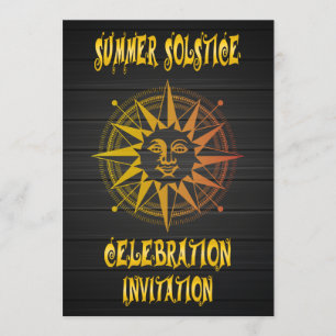 Invitación Celebración del solsticio de verano amarillo y neg