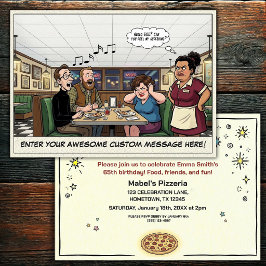 Invitación Celebración divertida de grupo en la pizzería