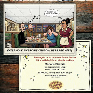 Invitación Celebración divertida de grupo en la pizzería