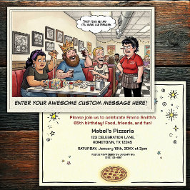 Invitación Celebración divertida de grupo en la pizzería