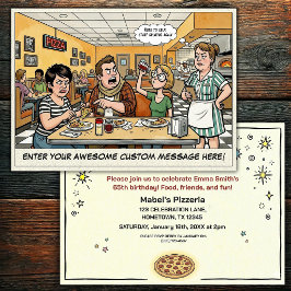 Invitación Celebración divertida de grupo en la pizzería