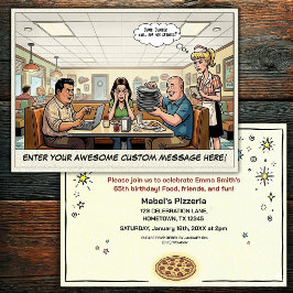 Invitación Celebración divertida de grupo en la pizzería