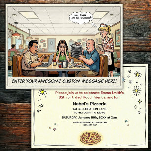 Invitación Celebración divertida de grupo en la pizzería