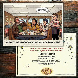 Invitación Celebración divertida de grupo en la pizzería