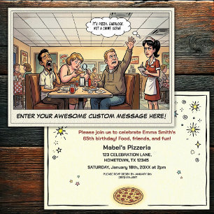 Invitación Celebración divertida de grupo en la pizzería