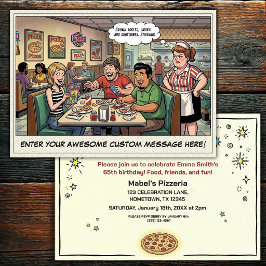 Invitación Celebración divertida de grupo en la pizzería