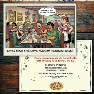 Invitación Celebración divertida de grupo en la pizzería