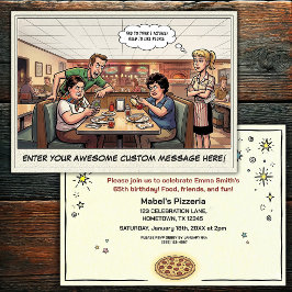 Invitación Celebración divertida de grupo en la pizzería